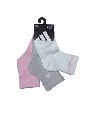 Adidas ClimaCool Cushioned High Quarter Socks 3-Pack Pink Grey White